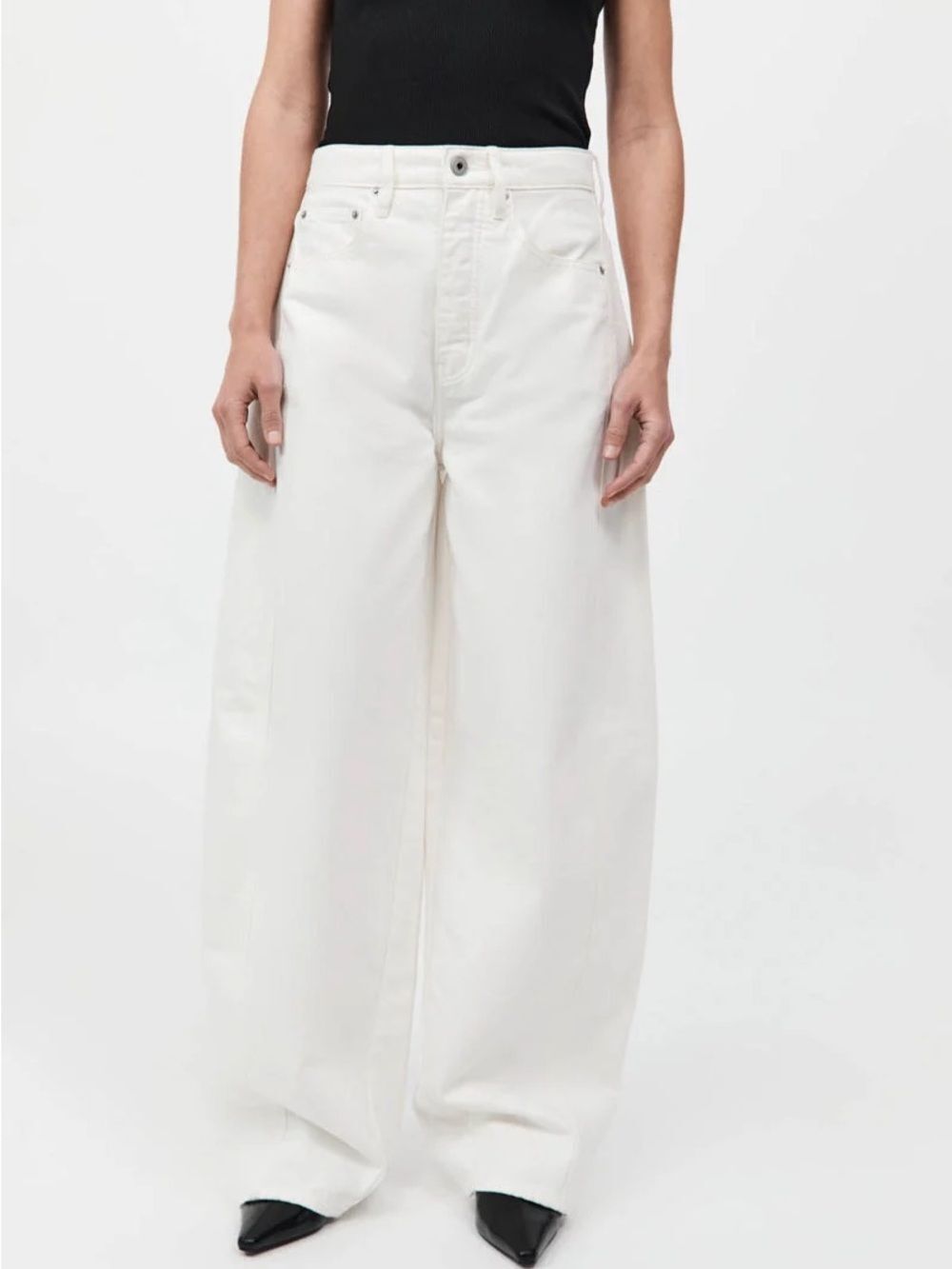 St. Agni Mid-Rise Balloon Jeans in White - Size 29 Rigid Organic Cotton Wide Leg - Picture 12 of 12